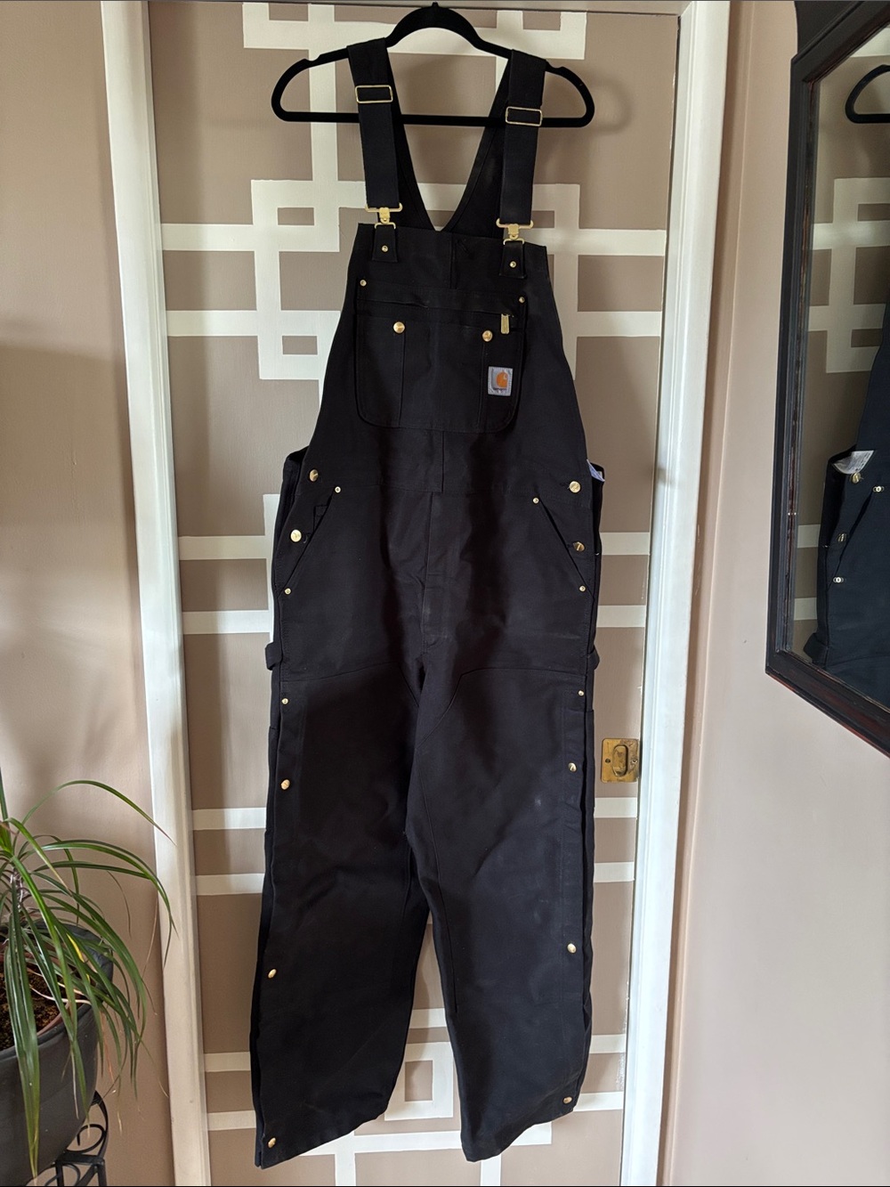 Carhartt R37-BLK Loose Fit Firm Duck Zip-to-Fly Bib Overalls 38x32 NWOT Black